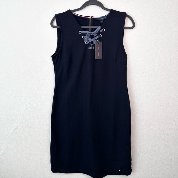 Tommy Hilfiger Dresses & Skirts - TOMMY Hilfiger Women's Sleeveless Laceup Front Dress Sz M Navy Blue
